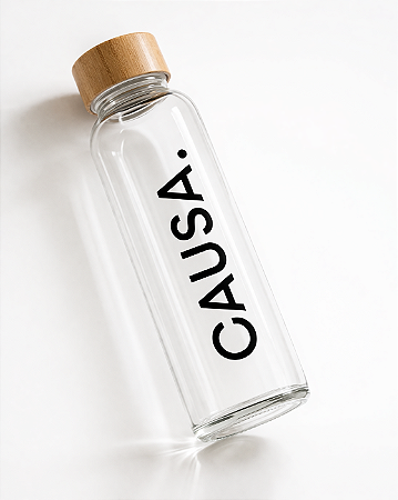Garrafa de Vidro Sustentável com Tampa de Madeira