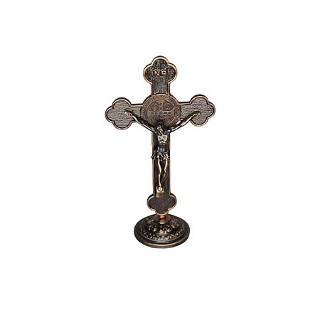 Imagem Crucifixo Metal Painel Carro Medalha São Bento 12cm