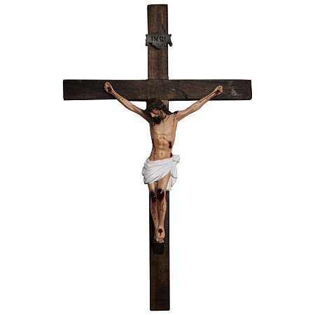 Crucifixo de  Parede Madeira 52cm Resina