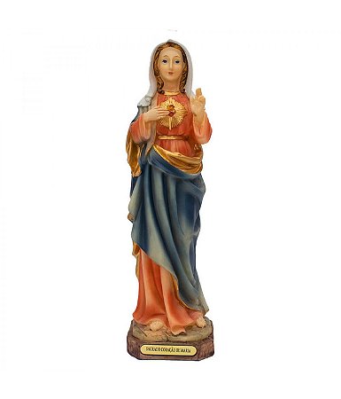 Imagem Sagrado Coração de Maria 20cm Resina Importada