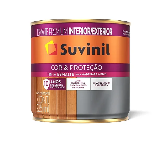 SUVINIL ESMALTE COR E PROTEÇÃO BASE SOLVENTE BRILHO 225ML PRETO