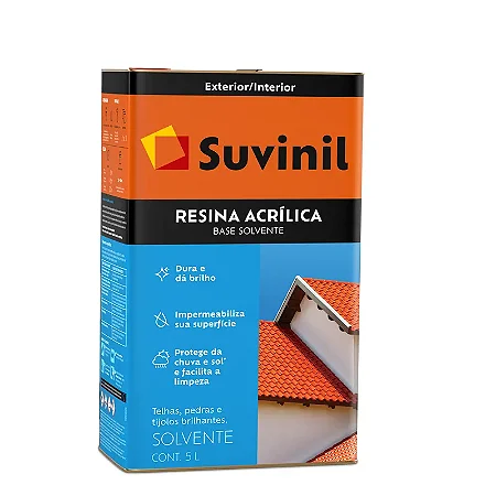 SUVINIL RESINA ACRÍLICA BASE SOLVENTE BRILHANTE INCOLOR 5L