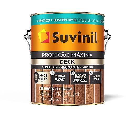 SUVINIL VERNIZ PROTEÇÃO MÁXIMA DECK BRILHANTE 3,6L NATURAL