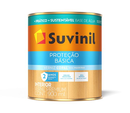 SUVINIL VERNIZ BASE ÁGUA PROTEÇÃO BÁSICA BRILHANTE 0,9L TRANSPARENTE