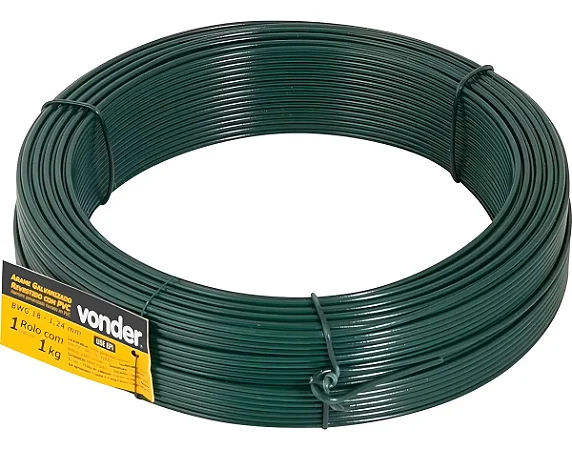 ARAME GALVANIZADO REVESTIDO PVC VERDE BWG 18 1KG VONDER
