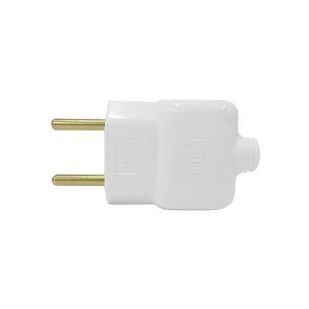 PLUG MACHO 2P 10A RETO BRANCO PRENSA ILUMI