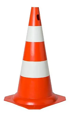 CONE DE SINALIZAÇÃO VIÁRIA E SEGURANÇA LARANJA E BRANCO 50CM