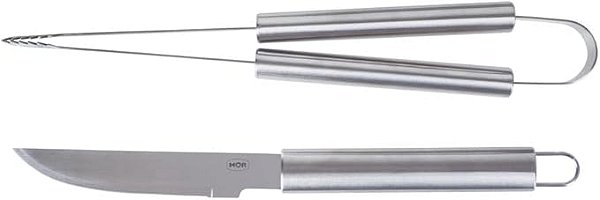 CONJUNTO CHURRASCO INOX 2 PEÇAS FACA E PEGADOR MOR