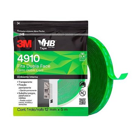 Fita dupla face vhb 4910 transparente 12x5m (flowpack) 3m