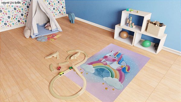 Tapete de Quarto Infantil Baby Unicórnio