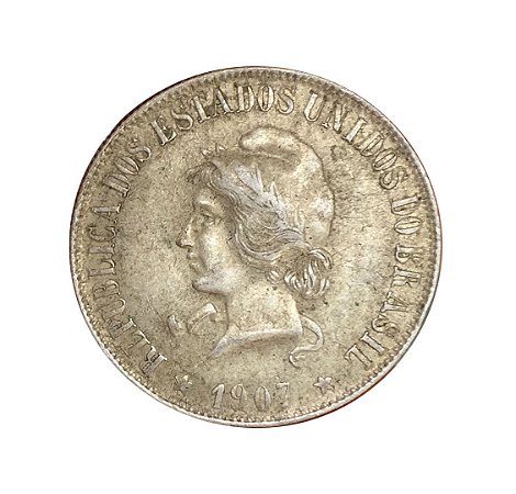 Moeda Antiga do Brasil 2000 Réis 1907