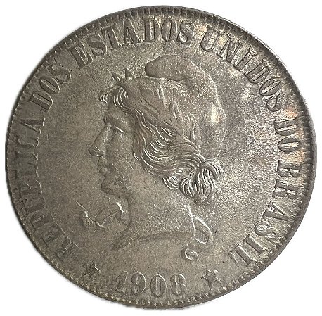 Moeda Antiga do Brasil 2000 Réis 1908