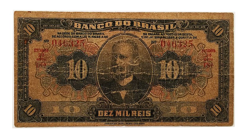 Cédula Antiga do Brasil 10 Mil Réis 1923