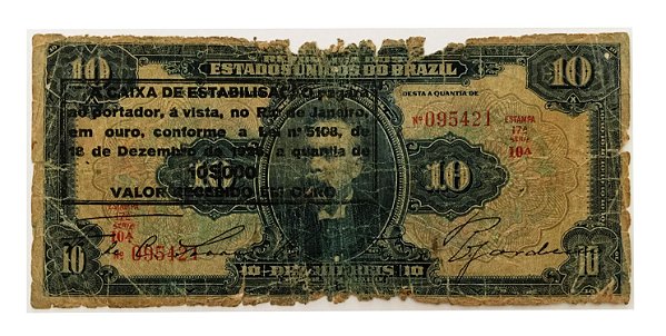 Cédula Antiga do Brasil 10 Mil Réis 1926 - Aproveitada