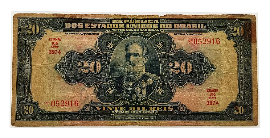 Cédula Antiga do Brasil 20 Mil Réis 1942