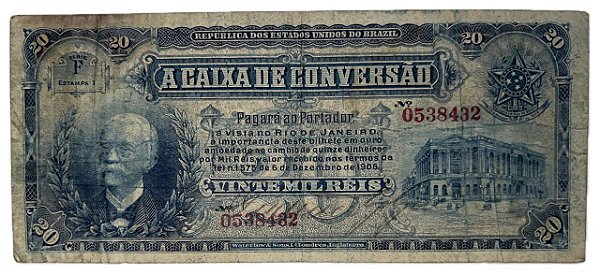 Cédula Antiga do Brasil 20 Mil Réis 1907