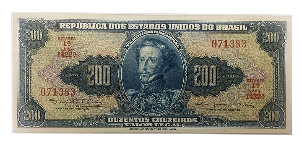 Cédula Antiga do Brasil 200 Cruzeiros 1964