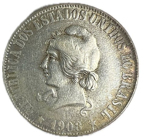 Moeda Antiga do Brasil 2000 Réis 1908