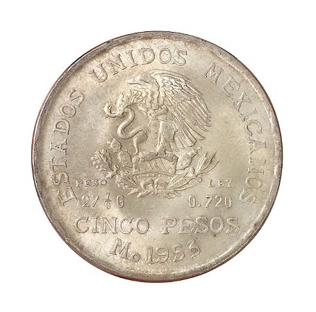 Moeda Antiga do México 5 Pesos 1953