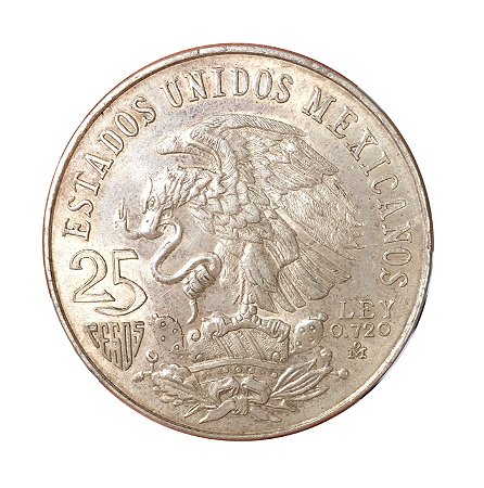 Numismática. Moeda de Prata do México 25 Pesos 1968 - Jogos Olímpicos -  Numismática Trato Feito - cédulas e moedas