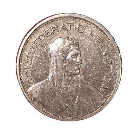 Moeda Antiga da Suíça 5 Francs 1931 B - Herdsman