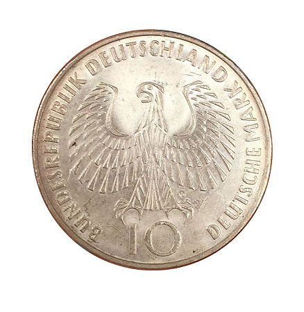 Moeda Antiga da Alemanha 10 Deutsche Mark 1972 D - Jogos Olímpicos de Munique