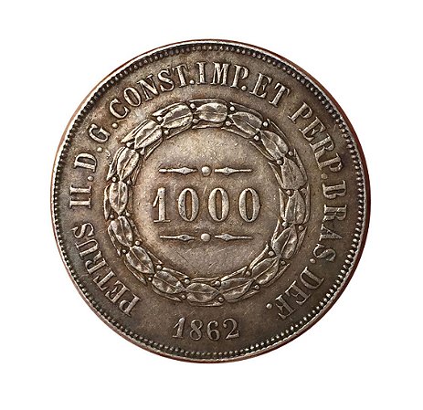 Moeda Antiga do Brasil 1000 Réis 1862