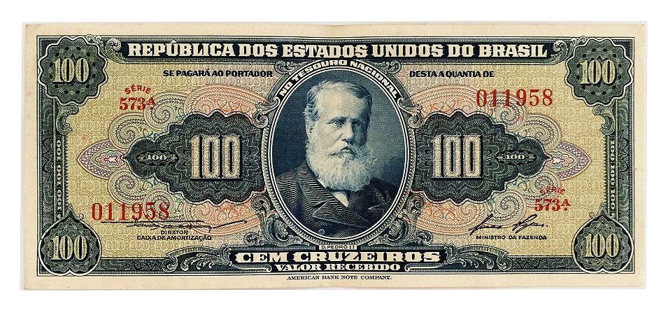 Cédula Antiga do Brasil 100 Cruzeiros 1958