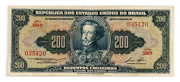 Cédula Antiga do Brasil 200 Cruzeiros 1958