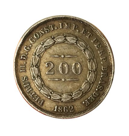 Moeda Antiga do Brasil 200 Réis 1862