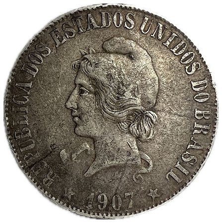 Moeda Antiga do Brasil 2000 Réis 1907