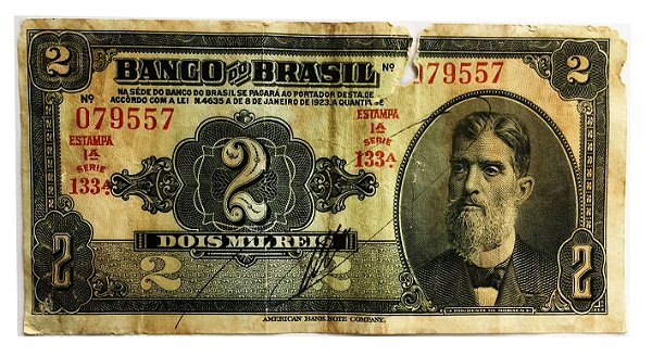 Cédula Antiga do Brasil 2 Mil Réis 1923