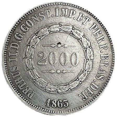 Moeda Antiga do Brasil 2000 Réis 1863