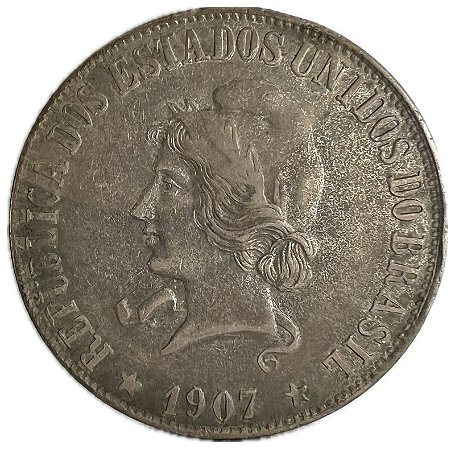 Moeda Antiga do Brasil 2000 Réis 1907