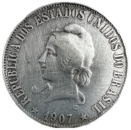 Moeda Antiga do Brasil 2000 Réis 1907