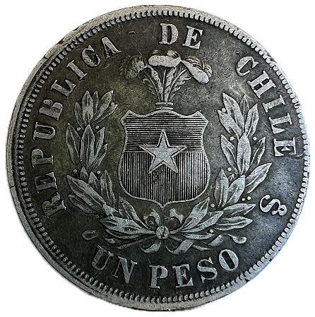 Moeda Antiga do Chile 1 peso 1872