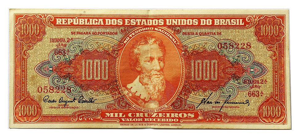 Cédula Antiga do Brasil 1000 Cruzeiros 1960