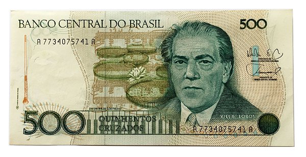 Cédula Antiga do Brasil 500 Cruzados 1988