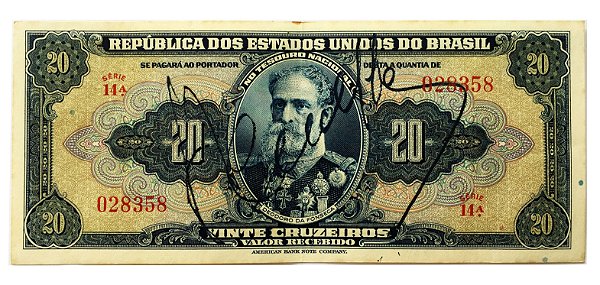 Numismática. Cédula Antiga do Brasil 20 Cruzeiros 1943