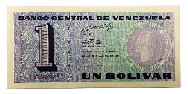 Cédula Antiga da Venezuela 1 Bolívar 1989