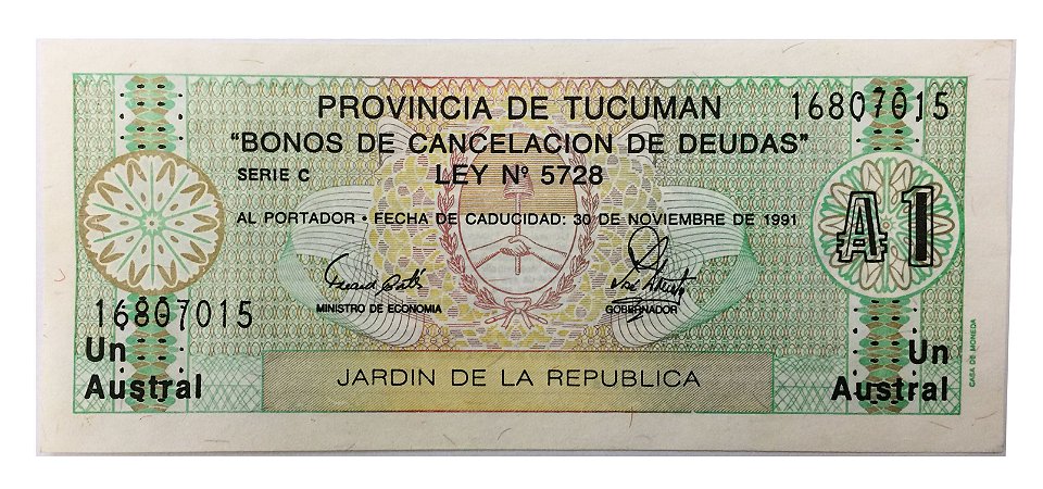 Cédula Antiga de Tucuman 1 Austral 1991