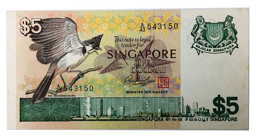 Cédula Antiga de Cingapura $5 ND(1976)
