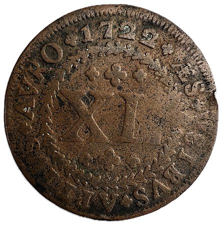 Moeda Antiga do Brasil XL Réis 1722 - Coroa sem gancho