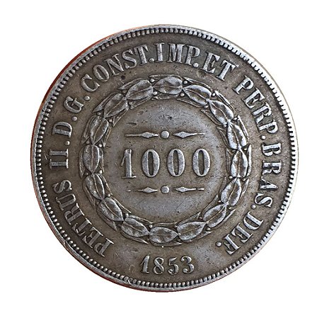 Moeda Antiga do Brasil 1000 Réis 1853