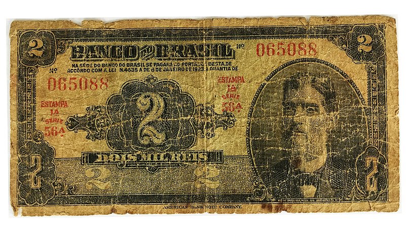 Cédula Antiga do Brasil 2 Mil Réis 1923