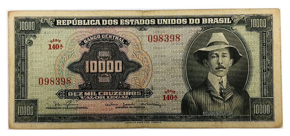 Cédula Antiga do Brasil 10 Mil Cruzeiros 1966