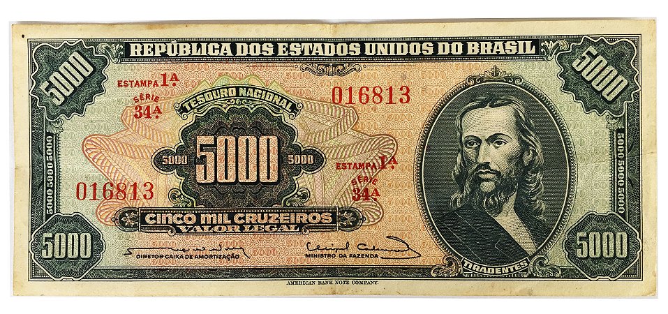 Cédula Antiga do Brasil 5 Mil Cruzeiros  1963