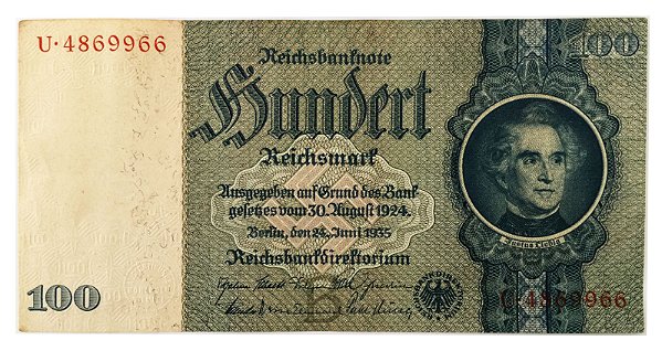 Cédula Antiga da Alemanha 100 Reichsmark 1935