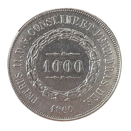 Moeda Antiga do Brasil 1000 Réis 1860