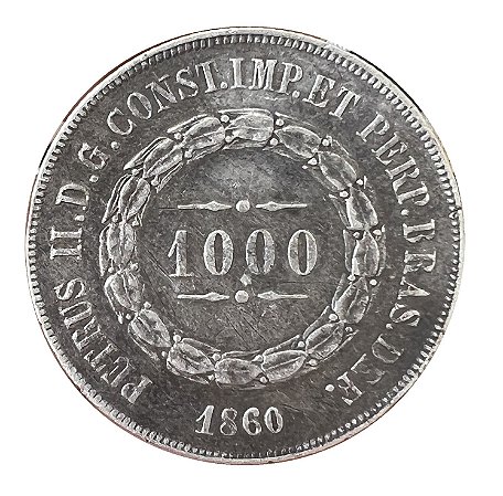 Moeda Antiga do Brasil 1000 Réis 1860